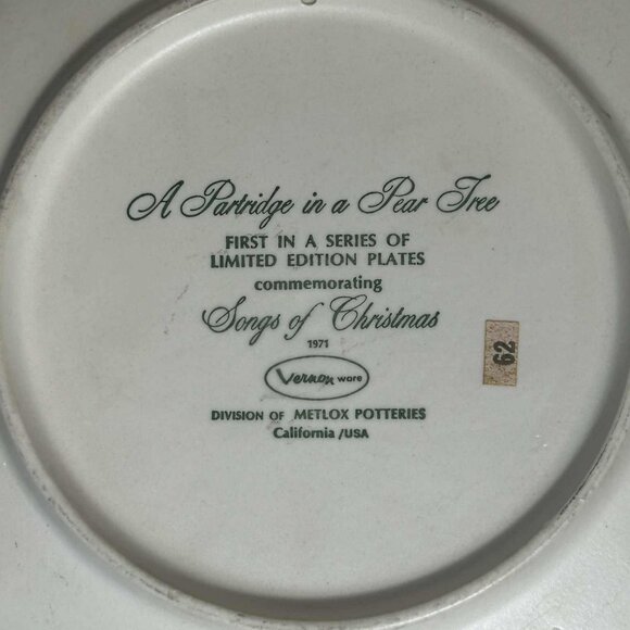 1971 Christmas Partridge in a Pear Tree Plate - Picture 8 of 10